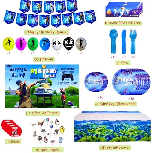 Gaming Party Supplies Birthday Decoration Set 142 Pack