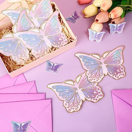 Hotop 24 Butterfly Birthday Invitations with Envelopes and Stickers
