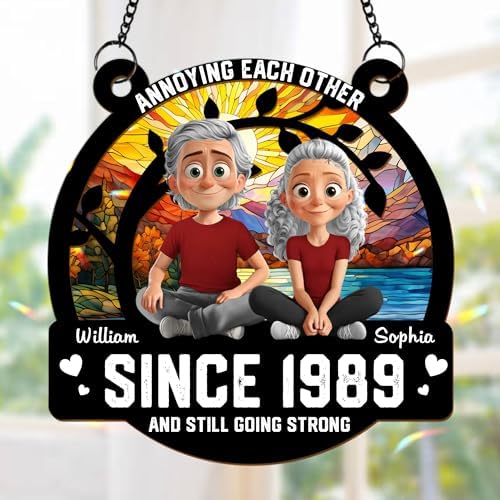 Personalized Couple Sun Catcher Ornament Wedding Anniversary Decor