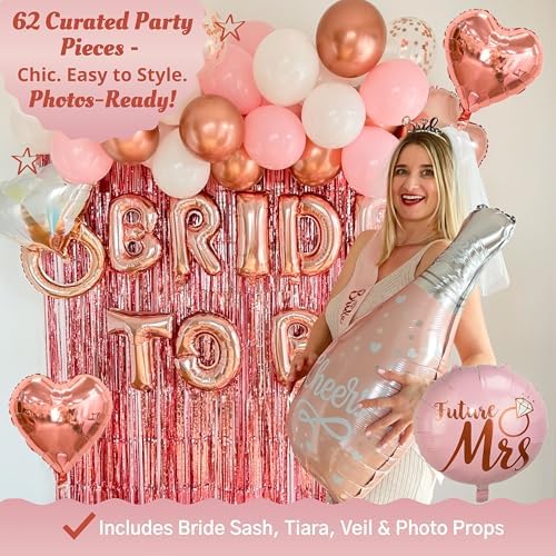 Vidal Crafts 62-Piece Rose Gold Bridal Shower Decor Kit