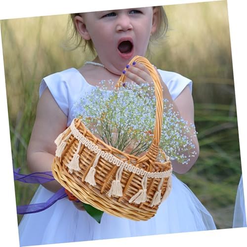 Ciieeo Portable Woven Flower Girl Basket for Weddings