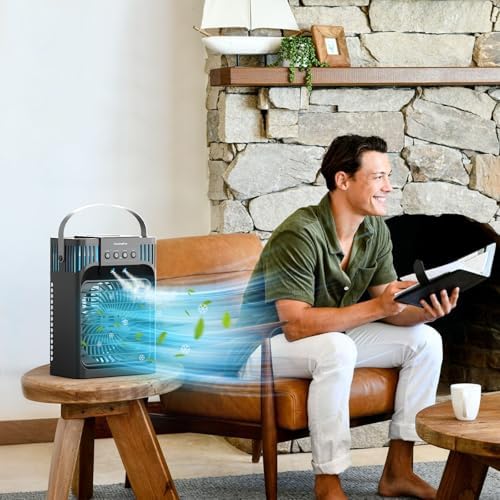 LEAEYFE Portable Air Conditioner with 1200ml Water Tank and 3 Speeds