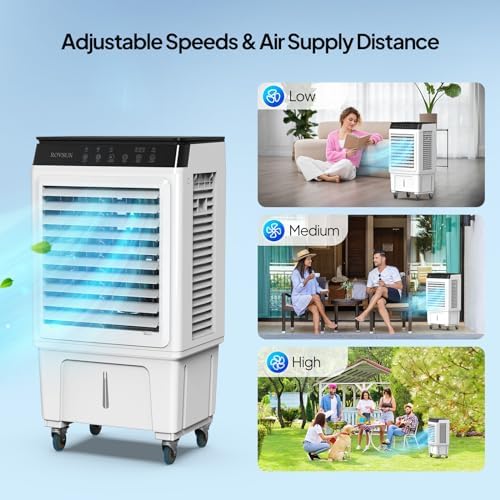 ROVSUN 2300CFM Portable Air Cooler with 4 Ice Boxes and Remote Control