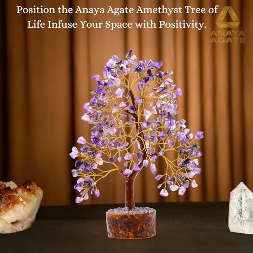 ANAYA AGATE Amethyst Crystal Tree of Life Bonsai