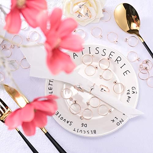 60 Pack Rose Gold Diamond Rings for Bridal Shower Favor