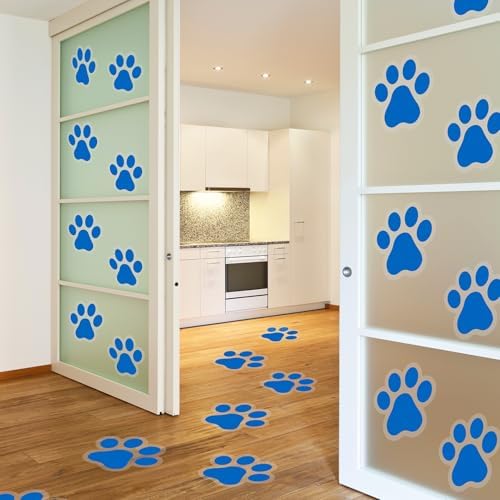 ReliThick 30 Pcs Blue Paw Print Floor Decal
