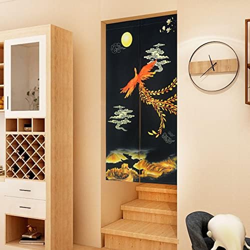 LIGICKY Traditional Golden Phoenix Doorway Curtain for Home and Kitchen