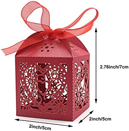 KPOSIYA 100 Pack Love Heart Decorative Gift Boxes with Ribbons
