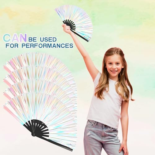 2 Pack Glitter Folding Handheld Fans with Flannel Bags for Dance Parties