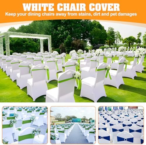 100 PCS White Polyester Spandex Chair Covers for Events
