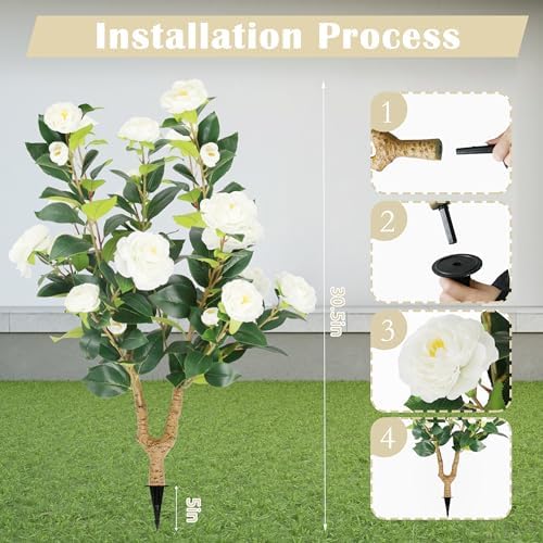Sunnyglade 2 Pack 355 Inch Artificial Camellia Tree 1