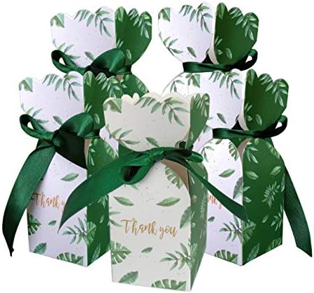 Lontenrea 50 Pcs Candy Boxes with Black Green Ribbons