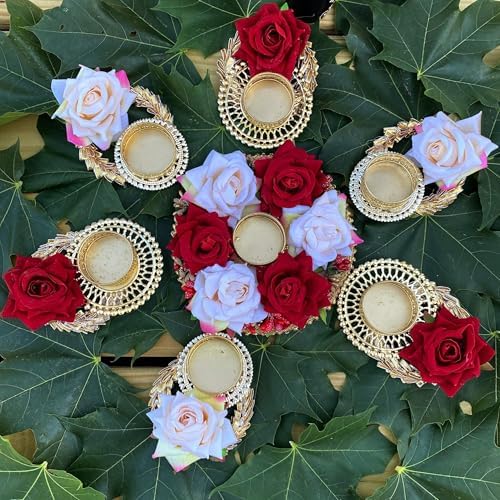 LoveNspire Rose Tea Light Candle Holder Set of 7 1