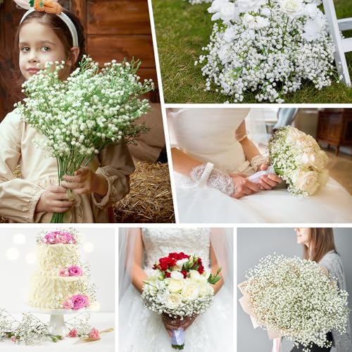 MERIXMAS Babys Breath Artificial Flowers White 6 Stem