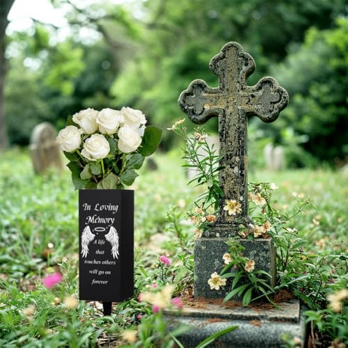 WEBEEDY Cemetery Vases with Spikes and Angel Wings Pattern