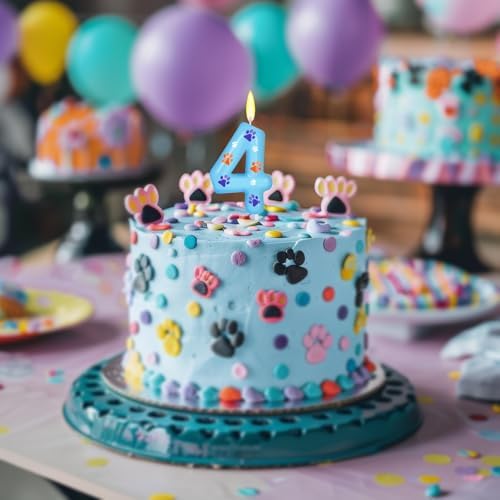 Blue Dog Paw Birthday Candles for Kids