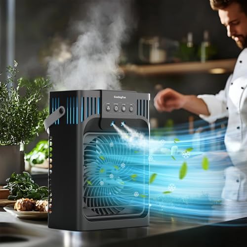 LEAEYFE Portable Air Conditioner with 1200ml Water Tank and 3 Speeds