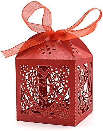 KPOSIYA 100 Pack Love Heart Decorative Gift Boxes with Ribbons