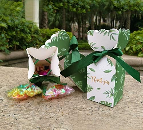 Lontenrea 50 Pcs Candy Boxes with Black Green Ribbons