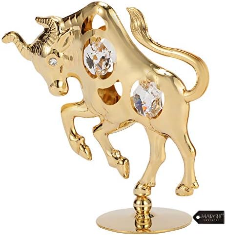 Matashi 24K Gold Plated Crystal Studded Ox Bull Figurine Ornament 1