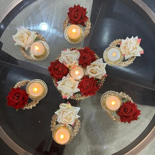 LoveNspire Rose Tea Light Candle Holder Set of 7 1