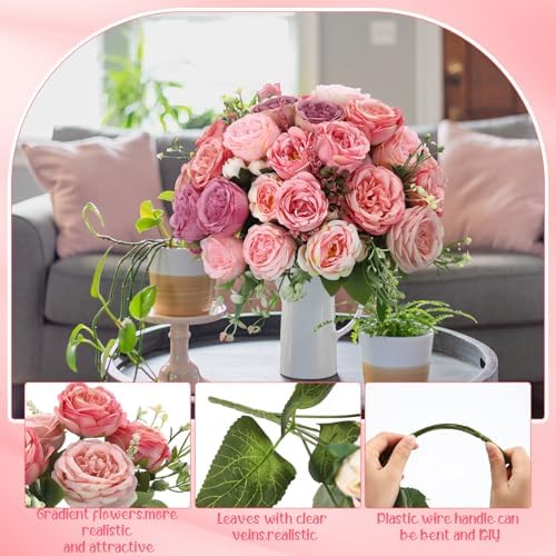 Geosar 16 Bundle Artificial Peonies Flowers for Decoration