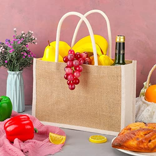Boao 10 Pcs Burlap Tote Bags with Handles for Bridesmaids and Weddings