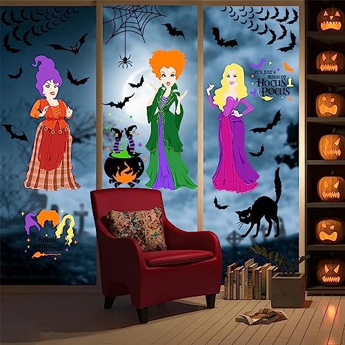 Halloween Hocus Pocus Window Clings 8 Sheets Double-Sided Decor