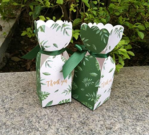 Lontenrea 50 Pcs Candy Boxes with Black Green Ribbons