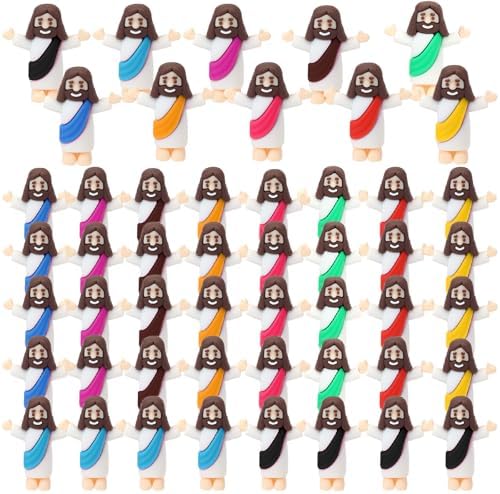 50 Pcs Mini Jesus Figurines Multi-Colors