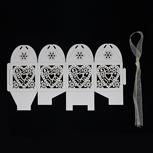 KPOSIYA 100 Pack Love Heart Wedding Favor Boxes with Ribbons