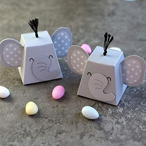 Kate Aspen Adorable Elephant Favor Box Set of 12 Grey Black