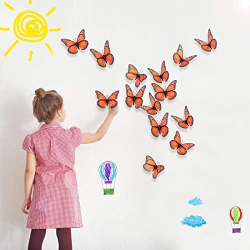 Syhood 48 Piece Orange Monarch Butterfly Decor Kit