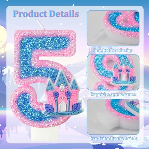 Zlongron Number 5 Birthday Candle for Frozen Castle Theme
