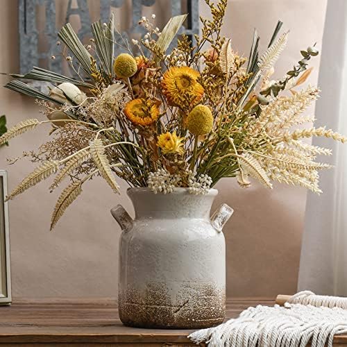 Quoowiit Ceramic Rustic Farmhouse Vase 6 Inch Tall