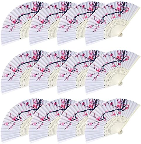 LEFTSTARER 12Pcs Cherry Blossom Folding Fan Decor
