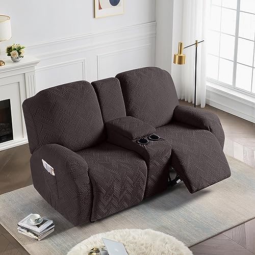 Ruaozz Stretch Loveseat Recliner Covers with Console 4-Piece Set
