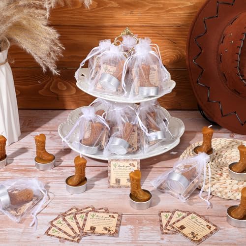 Landhoow 24 Piece Mini Cowgirl Boot Tealight Candle Set