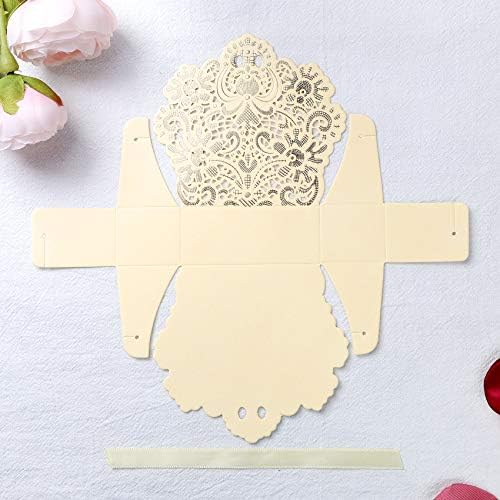 Ponatia 50PCS Gold Foil Wedding Favor Box with Ribbon