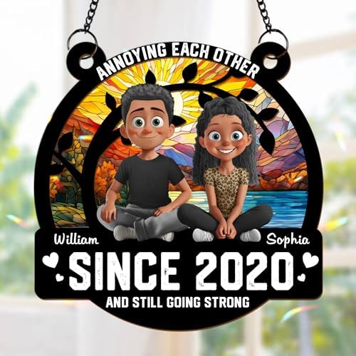 Personalized Couple Sun Catcher Ornament Wedding Anniversary Decor