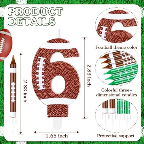 Photect Football 9th Birthday Candle Cake Topper Decorations