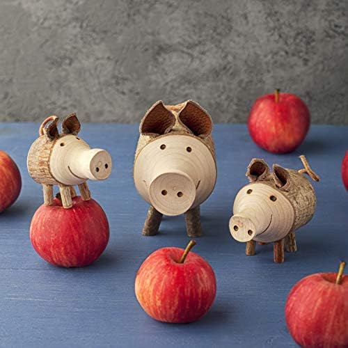 Wooden Pig Figurine - 27 Inch Cute Animal Decor