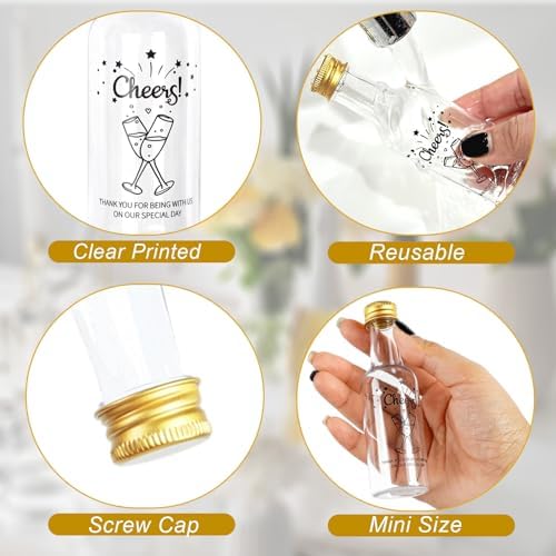 OurWarm 50 Pack Mini Shot Bottles with Gold Screw Caps 1