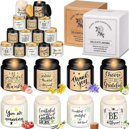 MTLEE 24pcs Thank You Scented Candles Jar Set