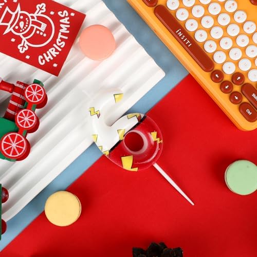Cartoon Red White Number 5 Birthday Candle