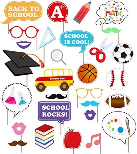 Back to School Photo Booth Props Set of 30 with Frame