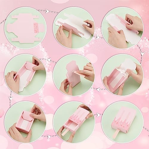 PH PandaHall Mini Ice Cream Shape Candy Gift Boxes 20 Pcs Pink