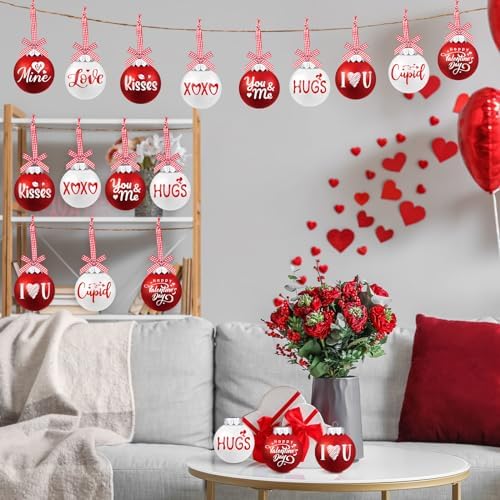 Hotop 18 Pcs Valentines Day Ball Ornament Set