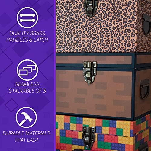 Blue Orchards Pixel Treasure Chest Paperboard Boxes Set of 3 1