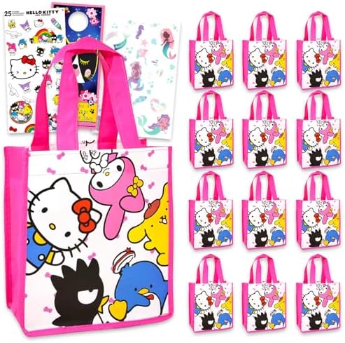 SANRIO Hello Kitty Party Favor Bag Set with 12 Totes